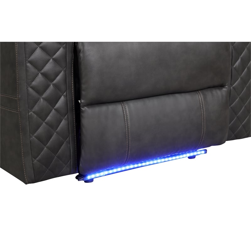 Benz LED & Power Reclining Loveseat Made With Faux Leather in Gray