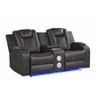 Benz LED & Power Reclining Loveseat Made With Faux Leather in Gray