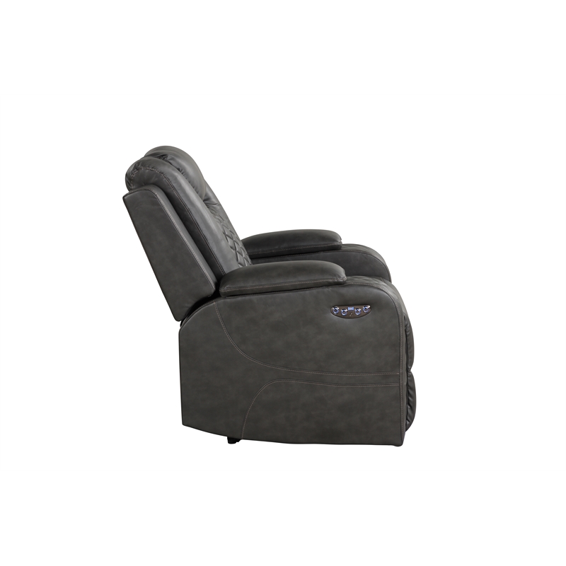 Benz LED & Power Recliner Chair Made With Faux Leather in Gray
