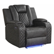 Benz LED & Power Recliner Chair Made With Faux Leather in Gray