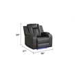 Benz LED & Power Recliner Chair Made With Faux Leather in Gray