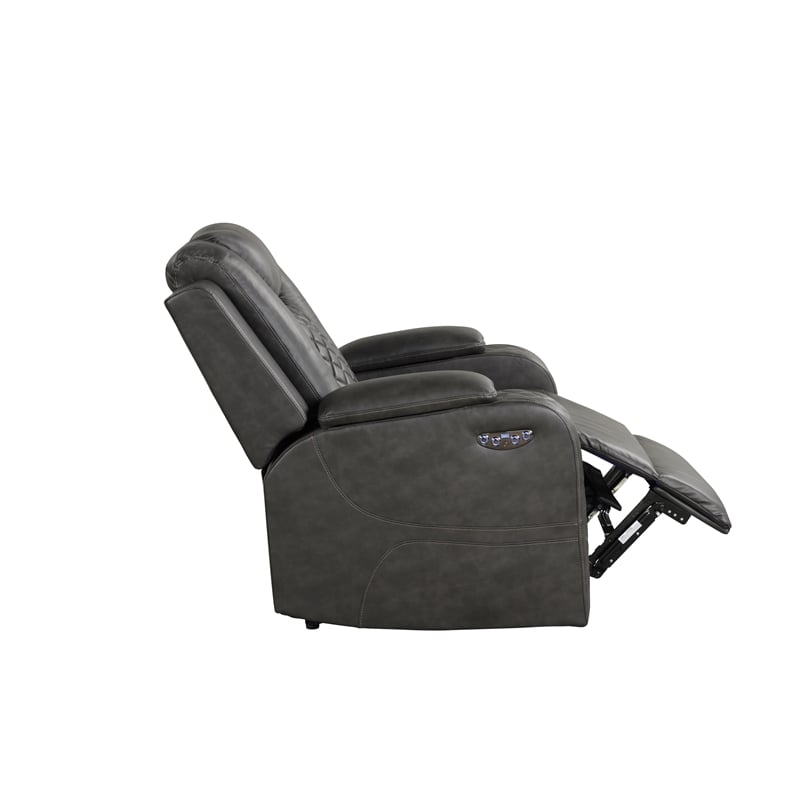 Benz LED & Power Recliner Chair Made With Faux Leather in Gray