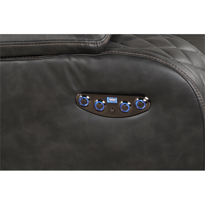 Benz LED & Power Recliner Chair Made With Faux Leather in Gray