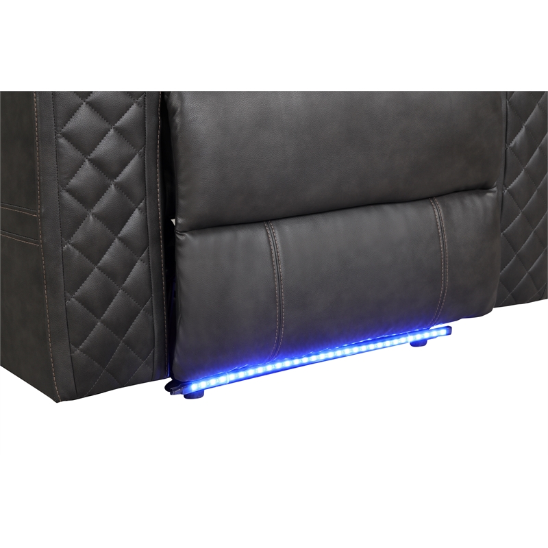 Benz LED & Power Recliner Chair Made With Faux Leather in Gray