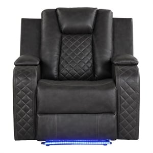 Benz LED & Power Recliner Chair Made With Faux Leather in Gray