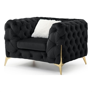 moderno tufted chair finished in velvet fabric in black