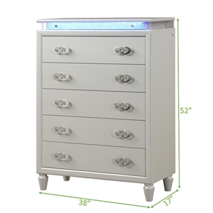 galaxy home perla solid wood chest with led in milky white