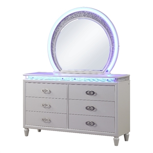 perla led dresser made with wood in milky white color