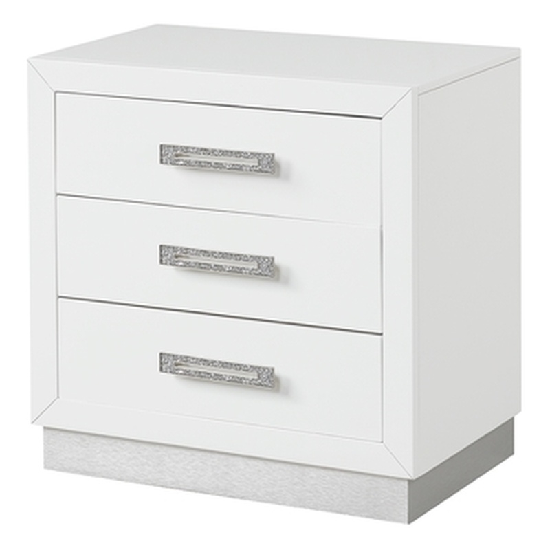 Coco 3-Drawer Modern Wood Nightstand in Milky White