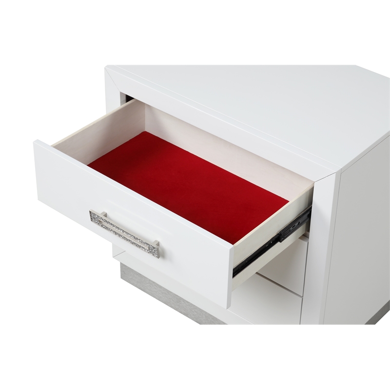 Coco 3-Drawer Modern Wood Nightstand in Milky White