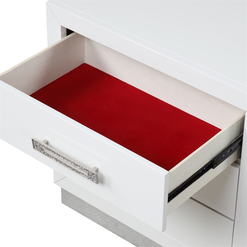 Coco 3-Drawer Modern Wood Nightstand in Milky White