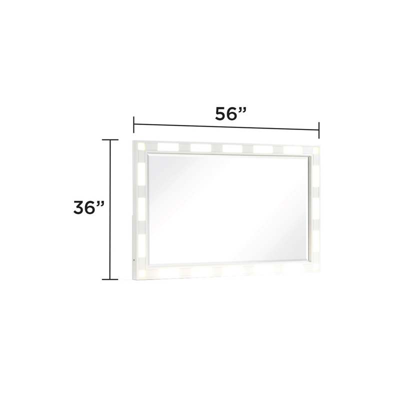 Coco LED Mirror Set Made with Wood in Milky White