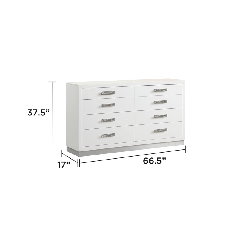 Coco Queen 4 Pc LED Bedroom Set Made with Wood in Milky White