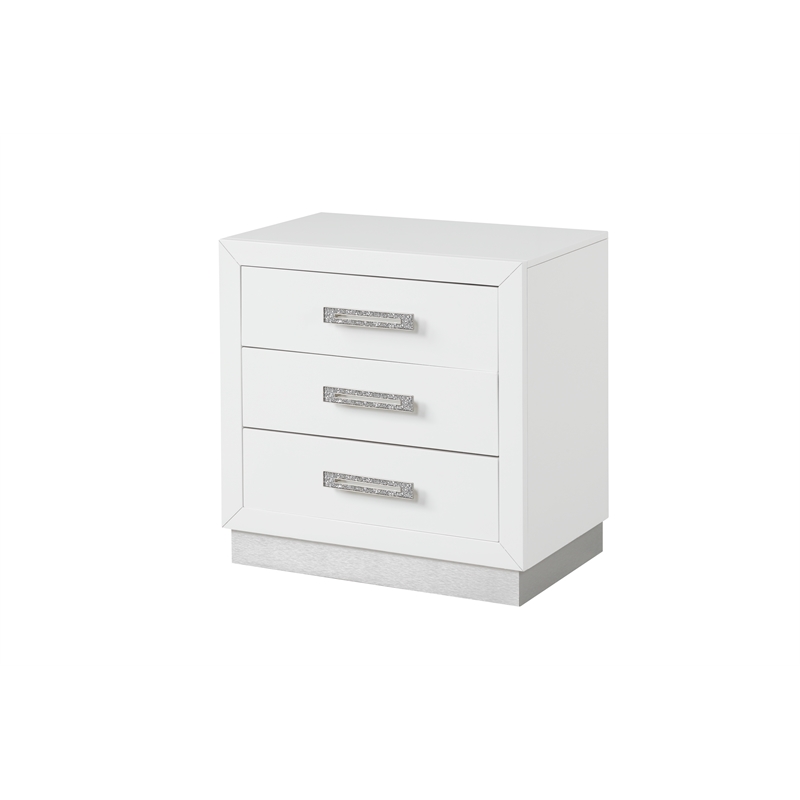 Coco Queen 4 Pc LED Bedroom Set Made with Wood in Milky White