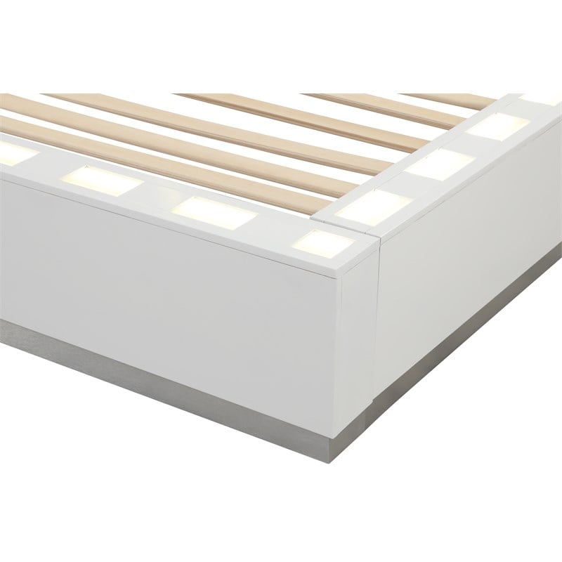 Coco King 4 Pc Vanity LED Bedroom Set Made with Wood in Milky White