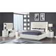 Coco King 4 Pc Vanity LED Bedroom Set Made with Wood in Milky White