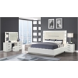 Coco Queen 4 Pc Vanity LED Bedroom Set Made with Wood in Milky White