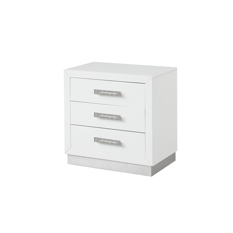 Coco Queen 4 Pc Vanity LED Bedroom Set Made with Wood in Milky White