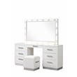 Coco Queen 4 Pc Vanity LED Bedroom Set Made with Wood in Milky White