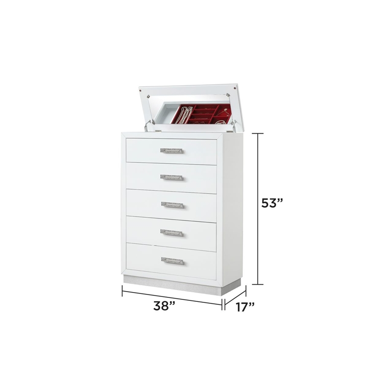Coco King 5 Pc LED Bedroom Set Made with Wood in Milky White