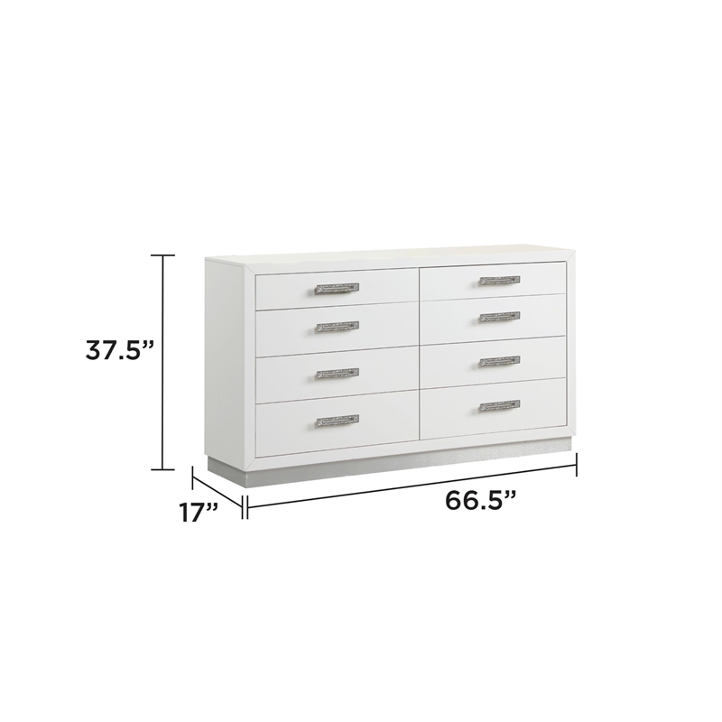 Coco King 5 Pc LED Bedroom Set Made with Wood in Milky White