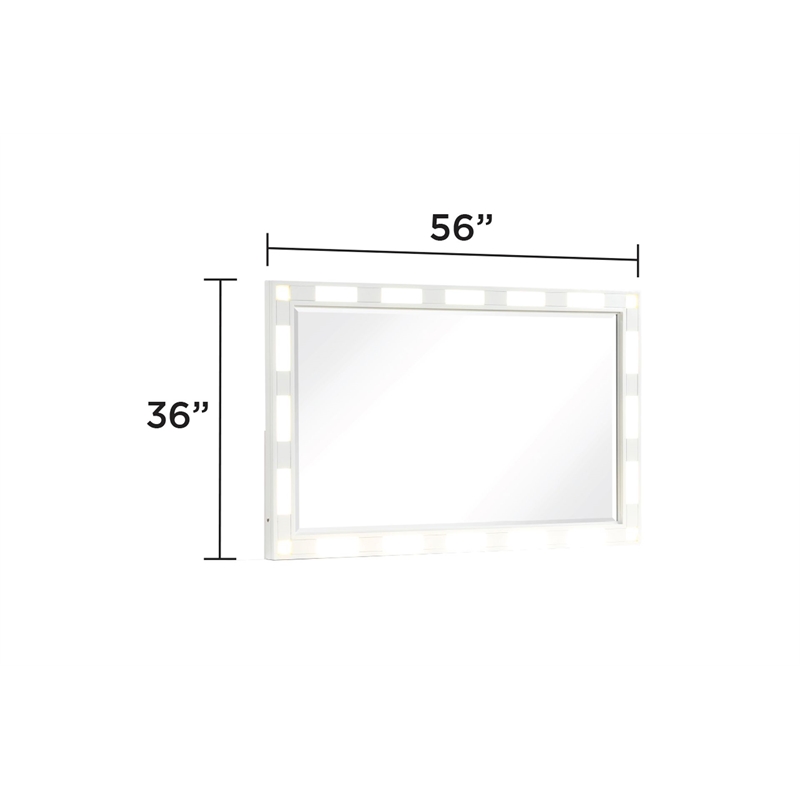 Coco Queen 5 Pc LED Bedroom Set Made with Wood in Milky White