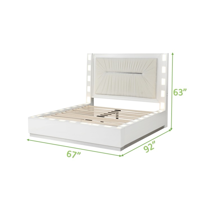 Coco Queen 5 Pc Vanity LED Bedroom Set Made With Wood in Milky White