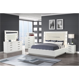 galaxy home coco solid wood 5-n pc king bedroom set milky white
