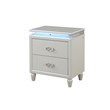 Perla Queen 4 Pc Vanity LED Bedroom Set Made with Wood In Milky White