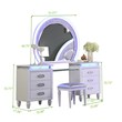 Perla Queen 4 Pc Vanity LED Bedroom Set Made with Wood In Milky White