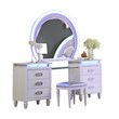 Perla Queen 4 Pc Vanity LED Bedroom Set Made with Wood In Milky White