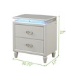 Perla Queen 4 Pc Vanity LED Bedroom Set Made with Wood In Milky White