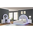 Perla Queen 4 Pc Vanity LED Bedroom Set Made with Wood In Milky White