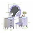 Perla King 4 Pc Vanity LED Bedroom Set Made with Wood In Milky White