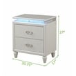Perla King 4 Pc Vanity LED Bedroom Set Made with Wood In Milky White