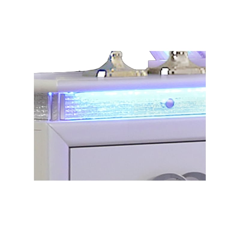 Perla King 4 Pc Vanity LED Bedroom Set Made with Wood In Milky White