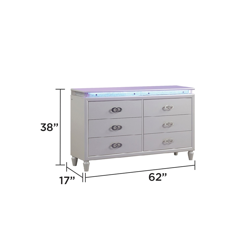 Perla 5-Piece Wood Queen Bedroom Set in Milky White