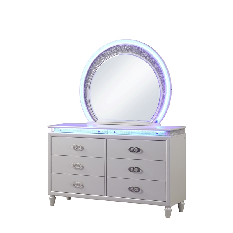 Perla 5-Piece Wood Queen Bedroom Set in Milky White