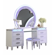 Perla King 5 Pc Vanity LED Bedroom Set Made with Wood in Milky White