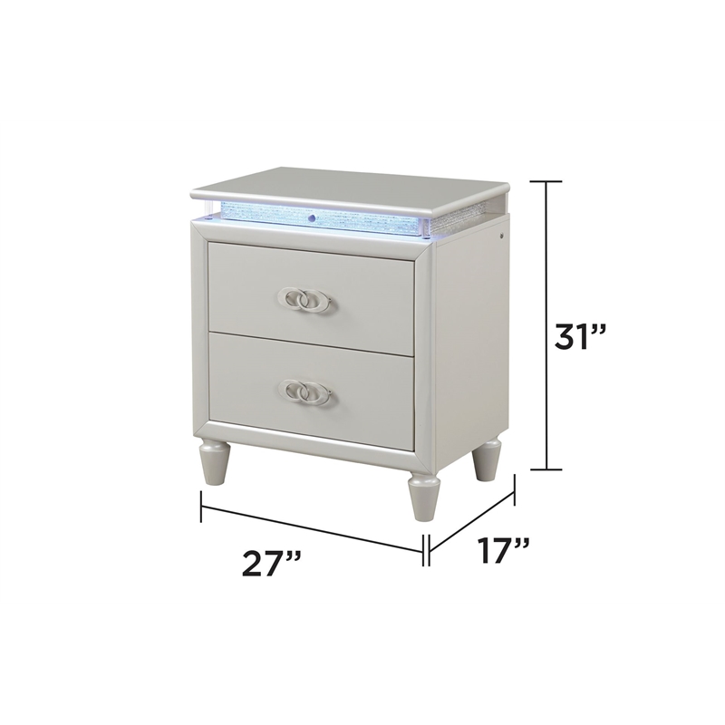 Perla 5-Piece Wood Queen Vanity Bedroom Set in White