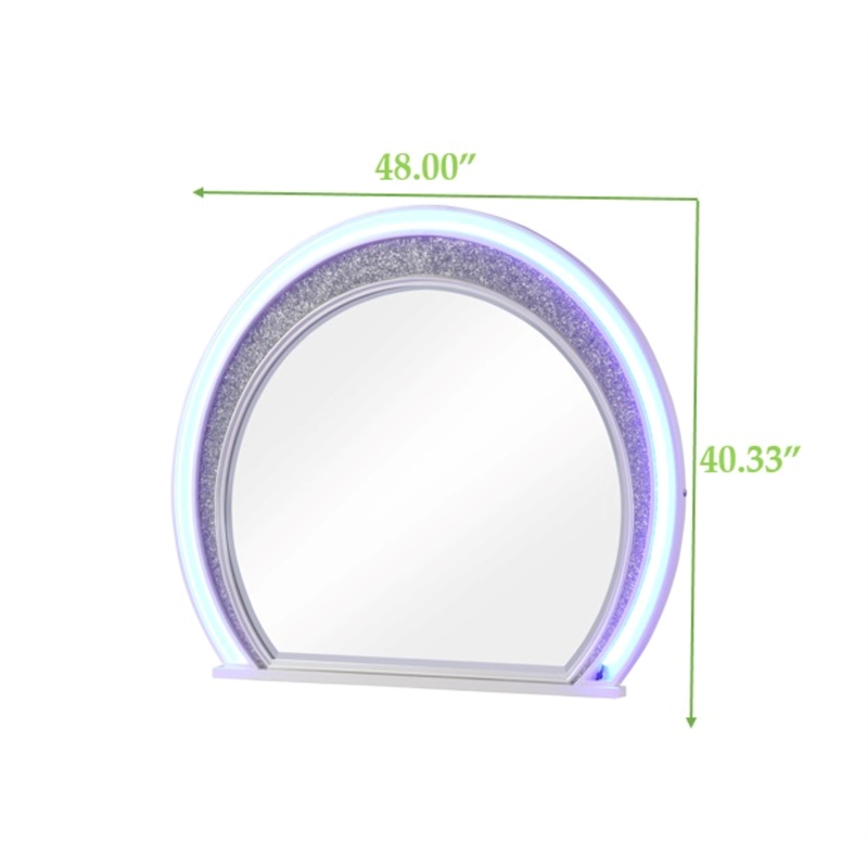 Perla LED Mirror Made with Wood in Milky White