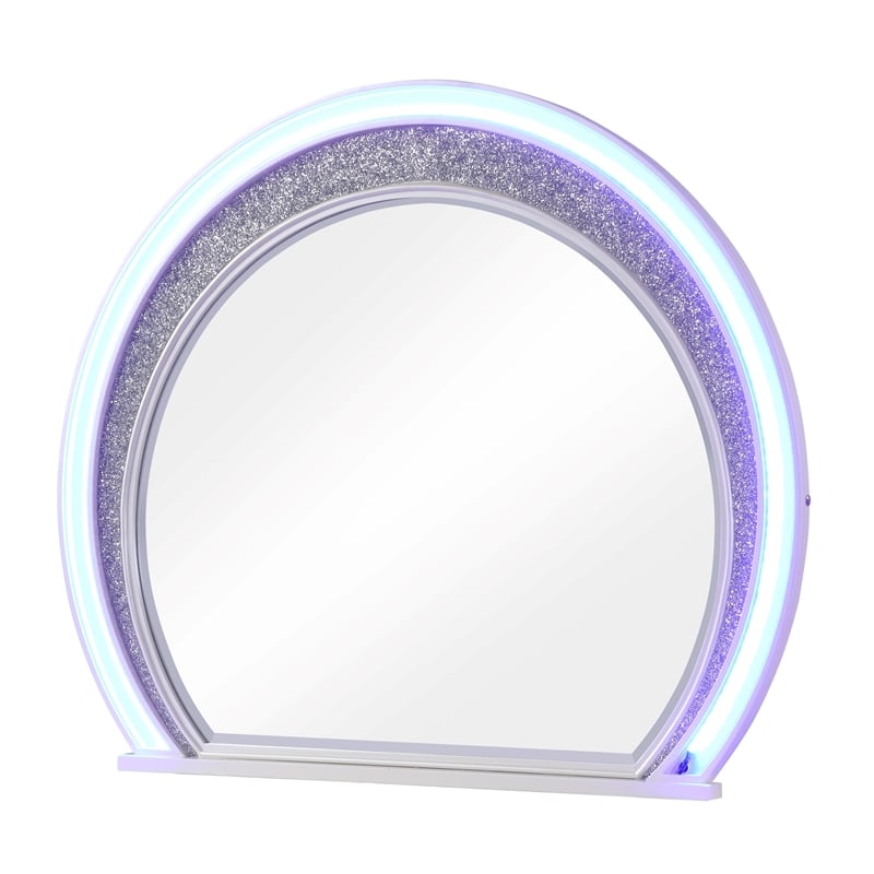 Perla LED Mirror Made with Wood in Milky White