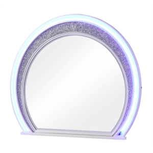 Perla LED Mirror Made with Wood in Milky White