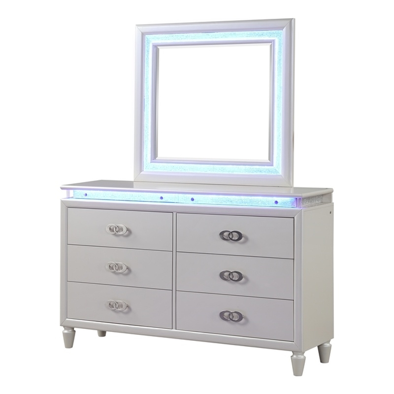 Passion Dresser made with wood in Milky White with LED Lights