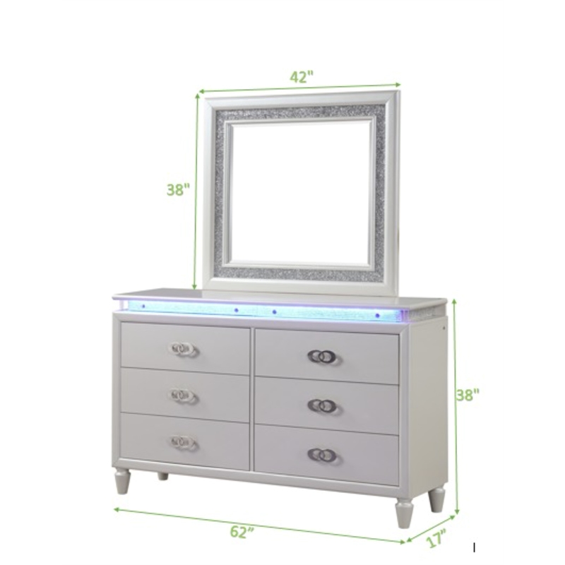 Passion Dresser made with wood in Milky White with LED Lights