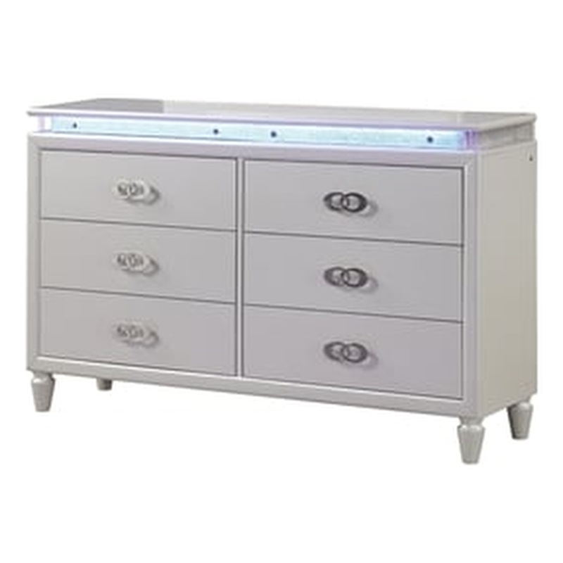 Passion Dresser made with wood in Milky White with LED Lights