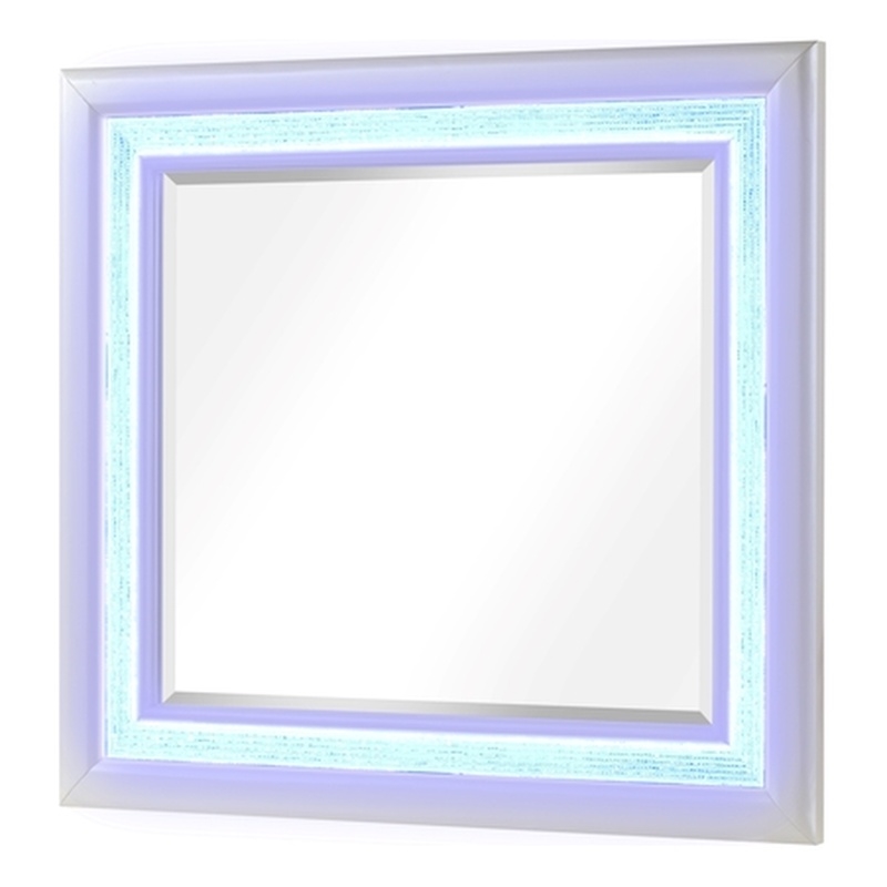 Passion LED Mirror Made with Wood in Milky White