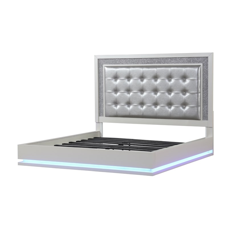 Passion 4-Piece Queen LED Bedroom Set in Milky white