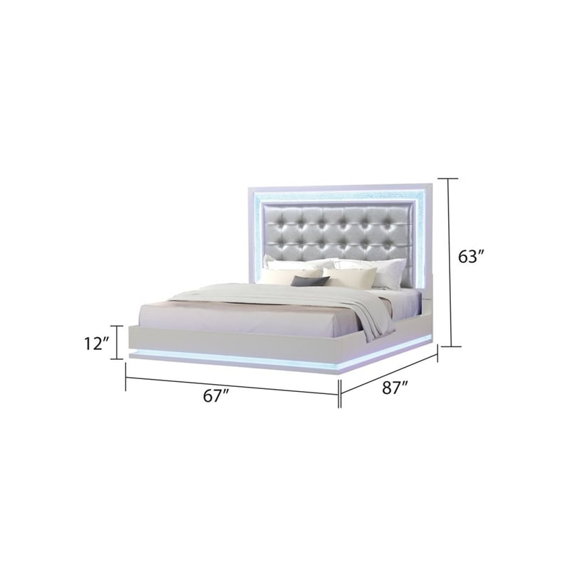 Passion 4-Piece Queen LED Bedroom Set in Milky white