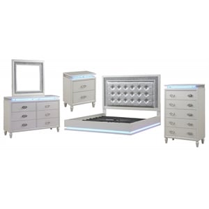 Passion 5-Piece Queen LED Bedroom Set in Milky White